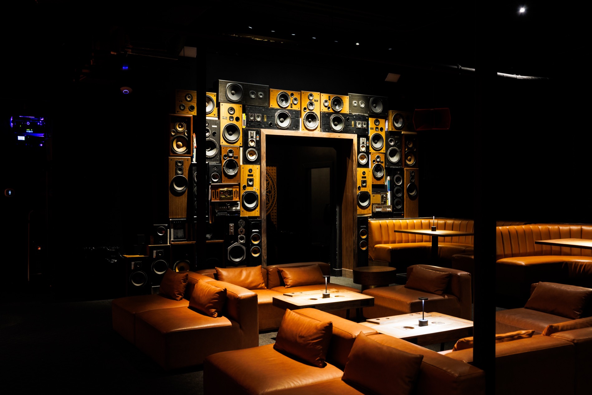 The lounge under warm light